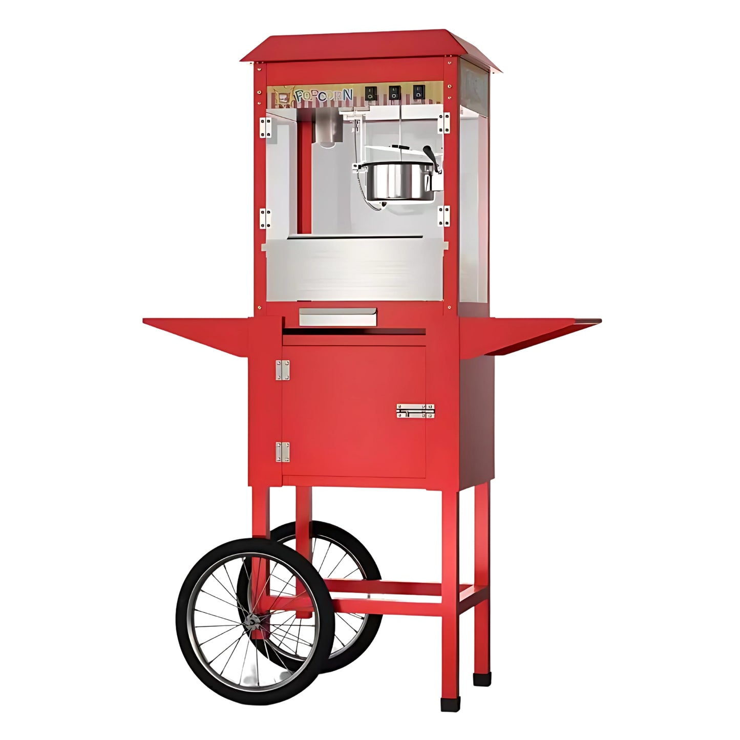 Automatic Nostalgia Popcorn Maker Machine - Professional Cart - Hopper Capacity: 300 gr - Cinema Style Vintage Popcorn Machine - Red
